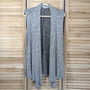 Green Envelope Open Front Knit Vest/Cardigan Black/White Size 2X